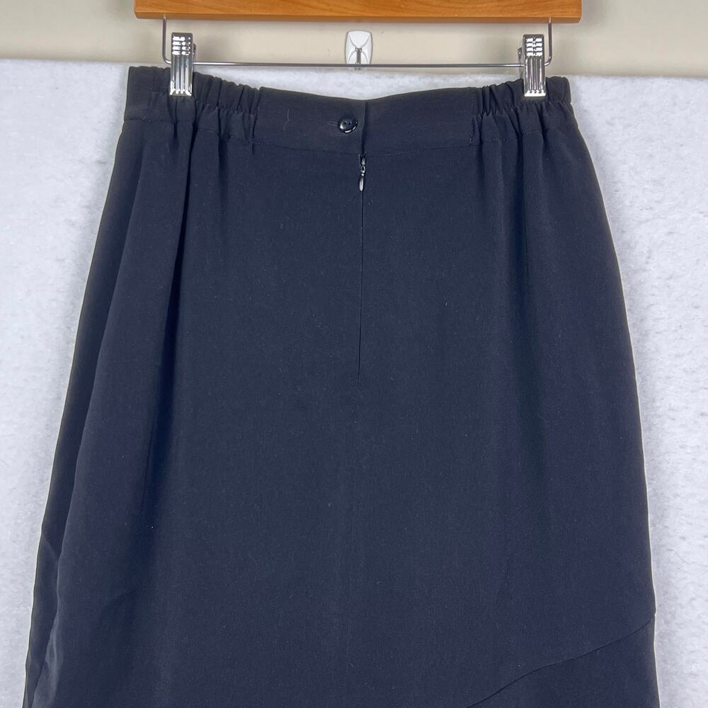 Y2K Vintage 90s Women's Hi-Low Ruffled Black w Contrasted Trim Fishtail Skirt 10 - Picture 3 of 11